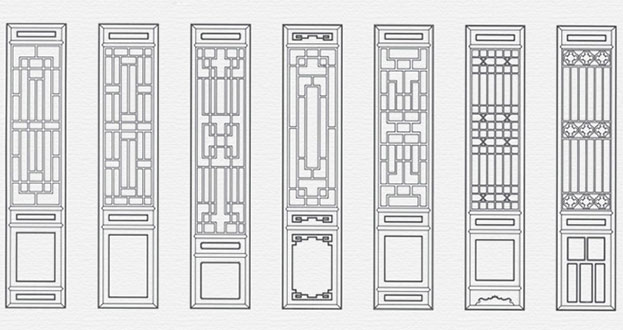 万泉镇常用中式仿古花窗图案隔断设计图